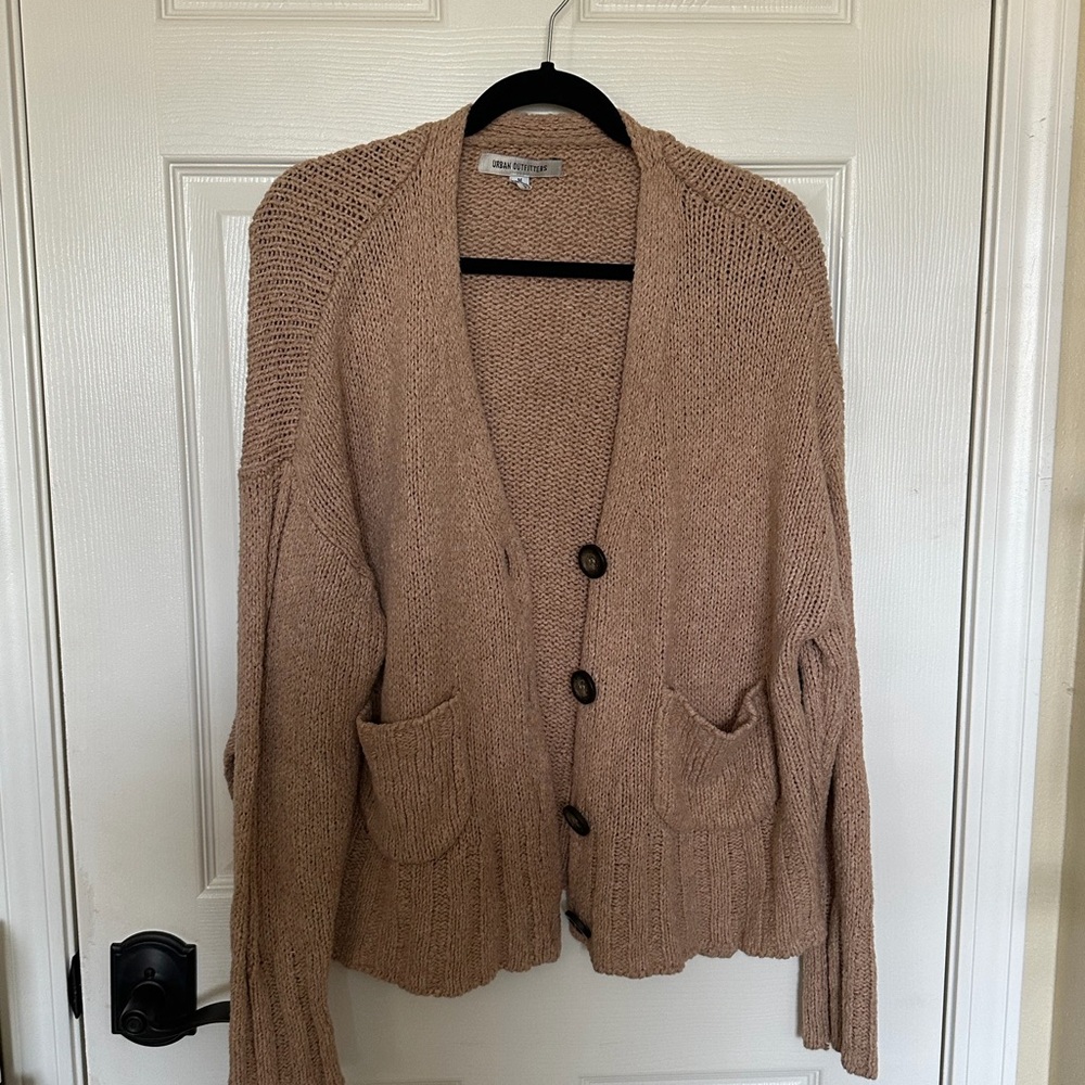 Urban Outfitters Tan Open-Front Cardigan